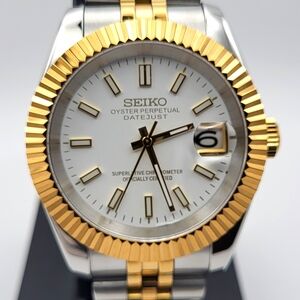 New Seiko Mod 39mm Automatic Watch White Dial DJ